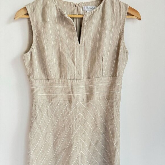 Max Mara Linen striped Sleeveless Midi Dress XS/S - Picture 4 of 11